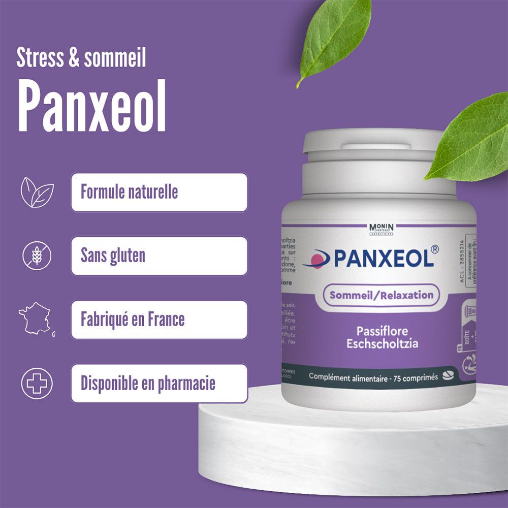 PANXEOL - Comprimé enrobé, complément alimentaire apaisant à base de plantes.  - bt 75