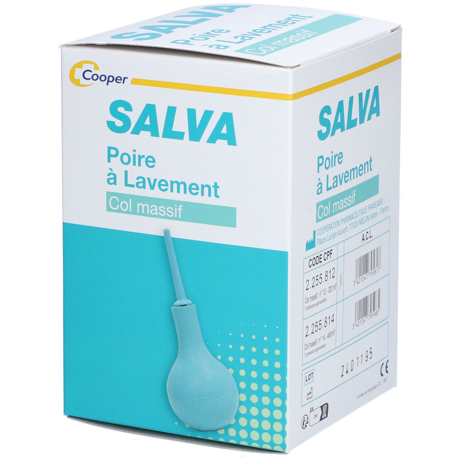 Salva Poire à lavement avec canule, col massif. unité