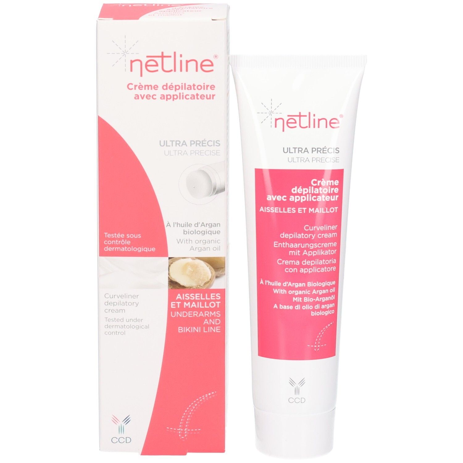 Netline Crème dépilatoire avec applicateur et boîte. Pour aisselles et maillot.