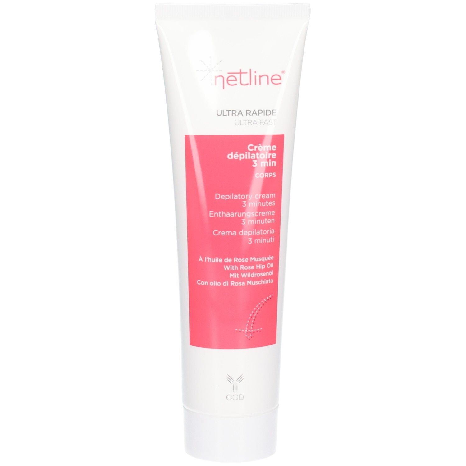 Tube Netline Crème dépilatoire 3 minutes avec Huile de Rose Musquée.