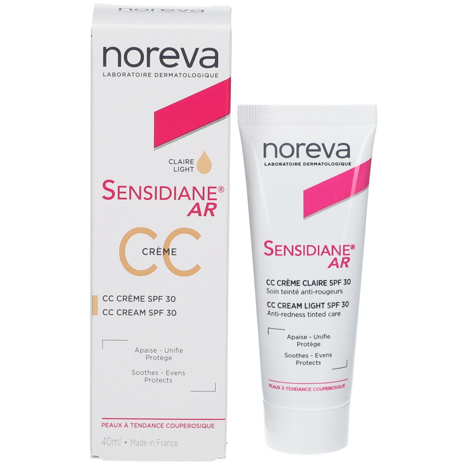 noreva Laboratoires Sensidiane® AR CC Crème SPF 30 Soin teinté AntiRougeur -Teinte claire
