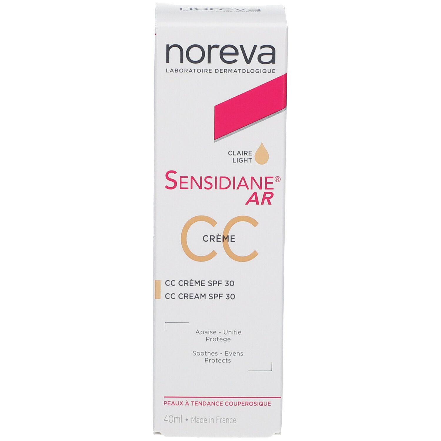 noreva Laboratoires Sensidiane® AR CC Crème SPF 30 Soin teinté AntiRougeur -Teinte claire