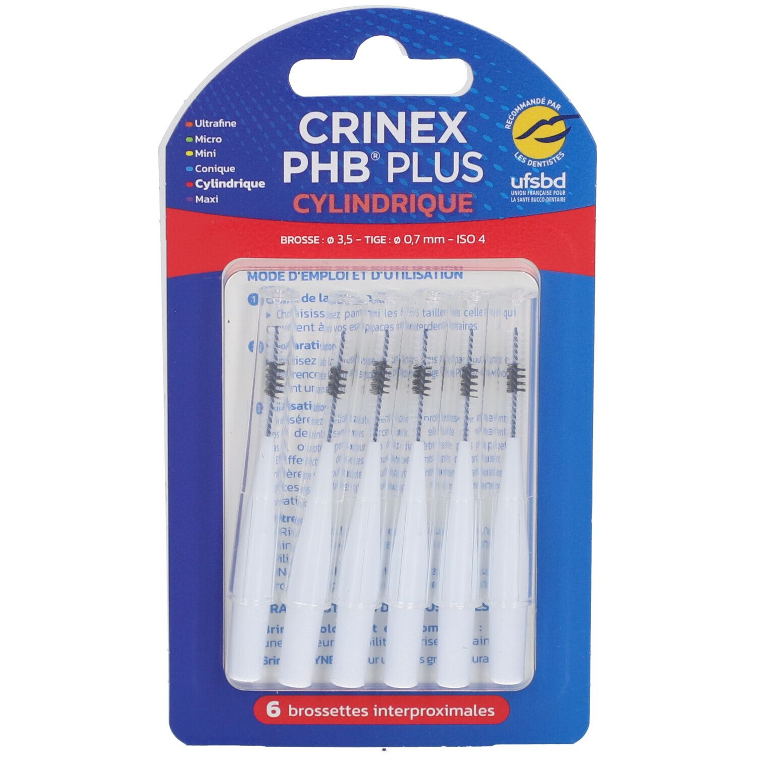 CRINEX - PHB PLUS - Brossette interdentaire cylindrique compacte. cylindrique plus