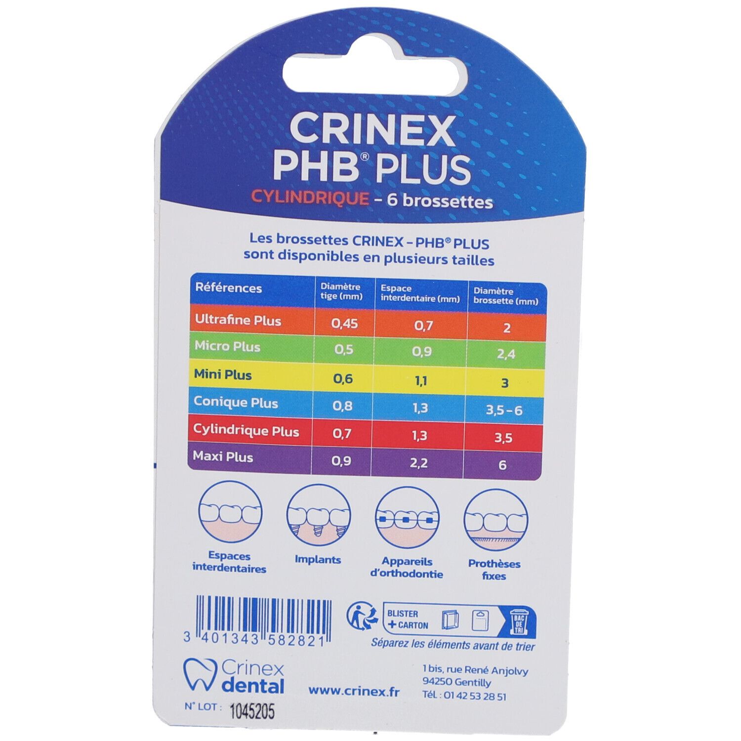 CRINEX - PHB PLUS - Brossette interdentaire cylindrique compacte. cylindrique plus