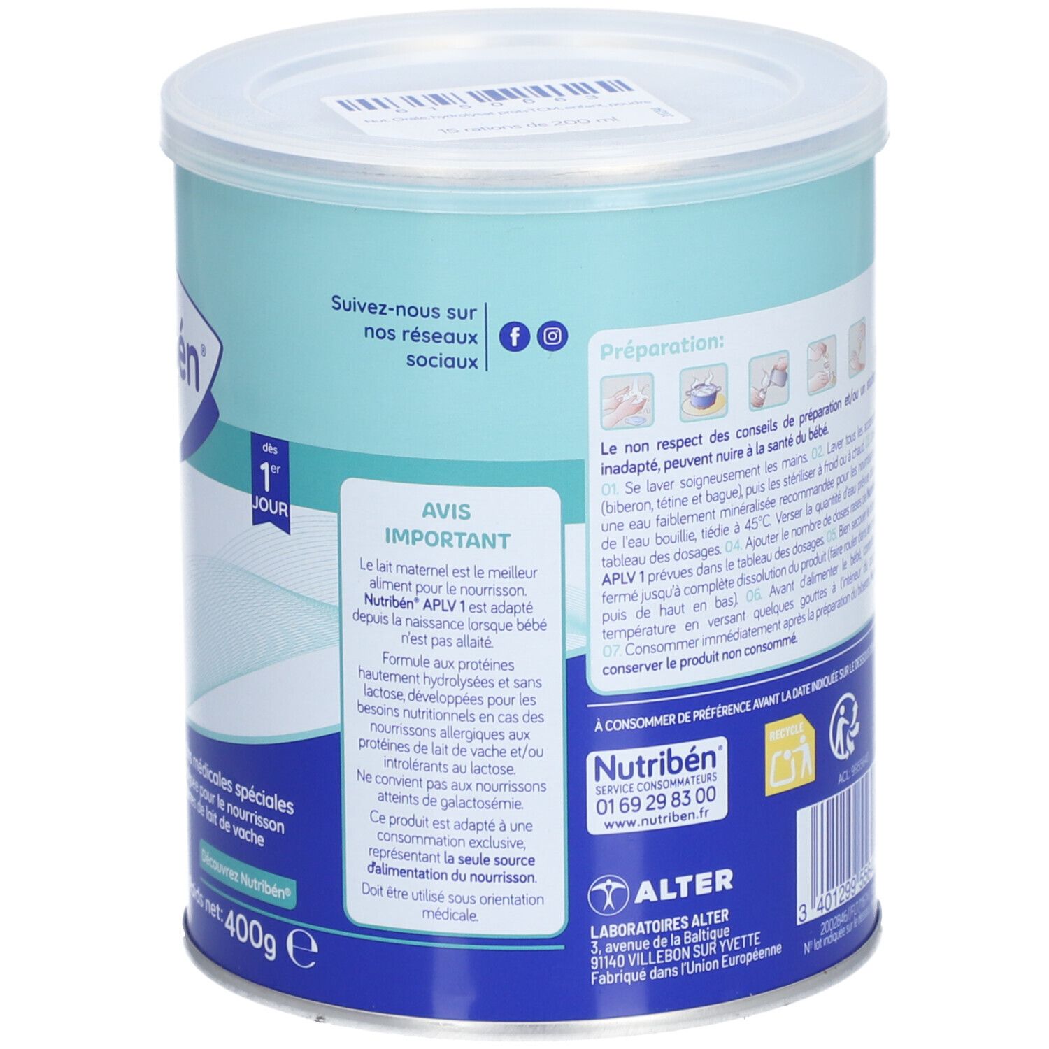 NUTRIBÉN APLV 1 formule infantile sans protéines de lait