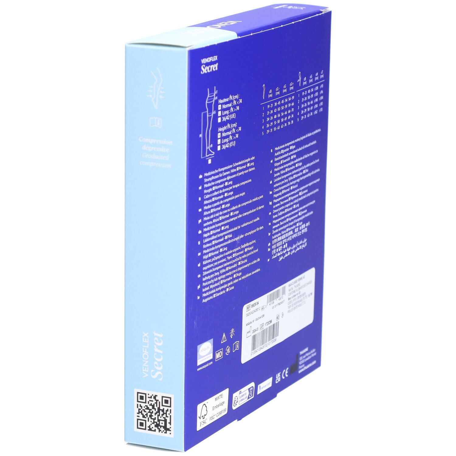 VÉNOFLEX 2 SECRET - Bas cuisse médical de compression antiglisse classe 2, femme. Beige T4N