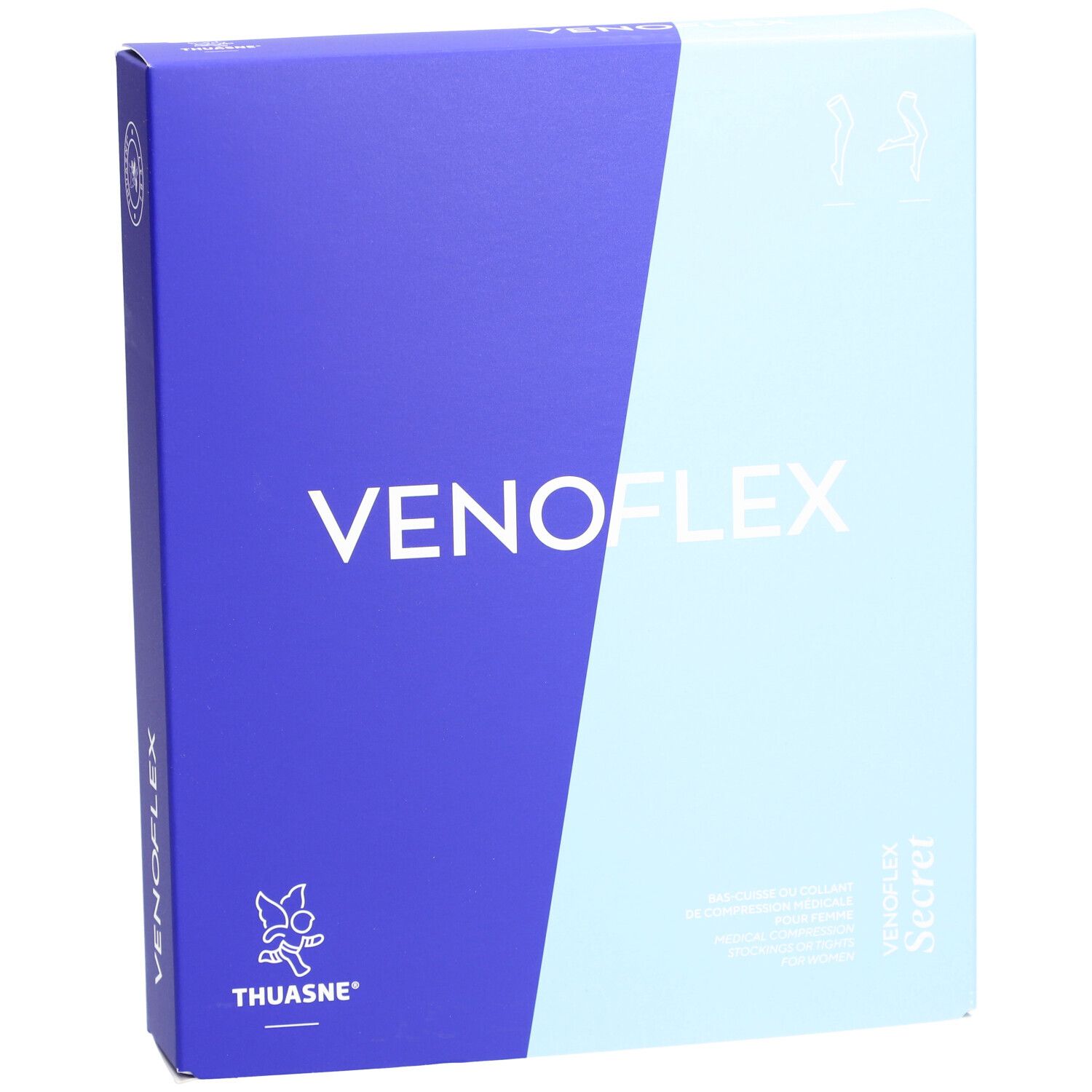 VÉNOFLEX 2 SECRET - Bas cuisse médical de compression antiglisse classe 2, femme. Beige T4N
