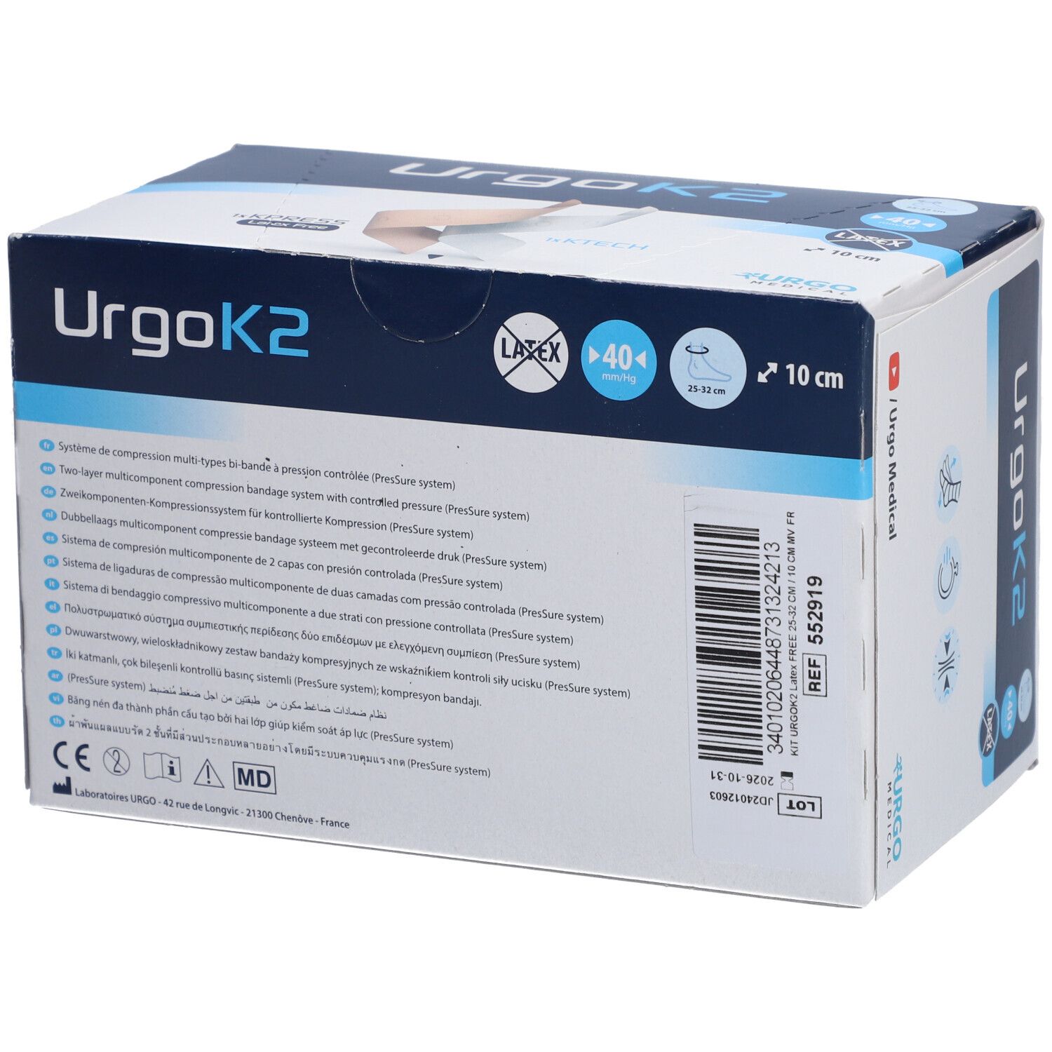 URGOK2 LATEX FREE bandages MULTITYPE système de COMPRESSION VEINEUSE BI-BANDE 25-32CM LARG