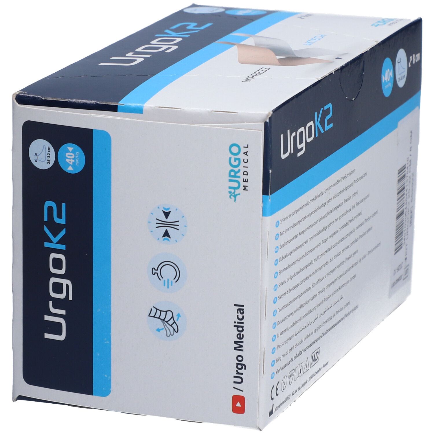 URGOK2 Kit de bandage compressif bi-bande 25-32 cm / 8cm de largeur