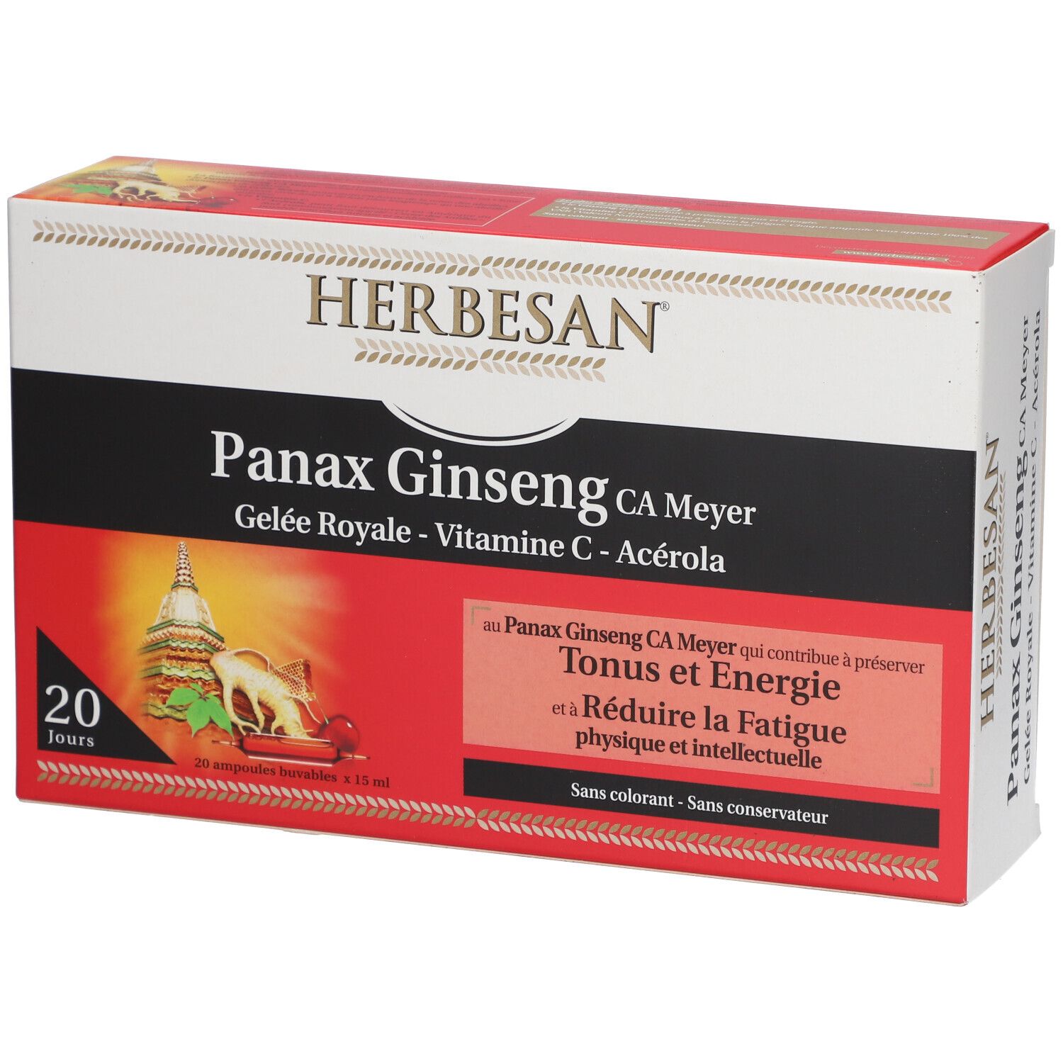 Herbesan Ginseng Gelée Royale Vitamine C Acérola Ampoule 20 pc(s