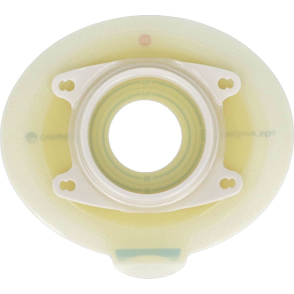 Anneau de base rond en deux parties, avec ouverture et points de fixation. Beige et transparent.