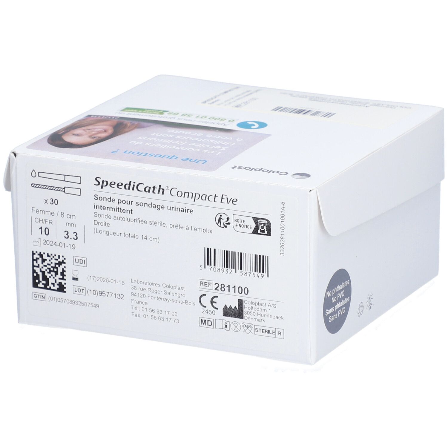 SPEEDICATH COMPACT EVE - Sonde vésicale autolubrifiée, droite, type Nélaton, compacte, pou