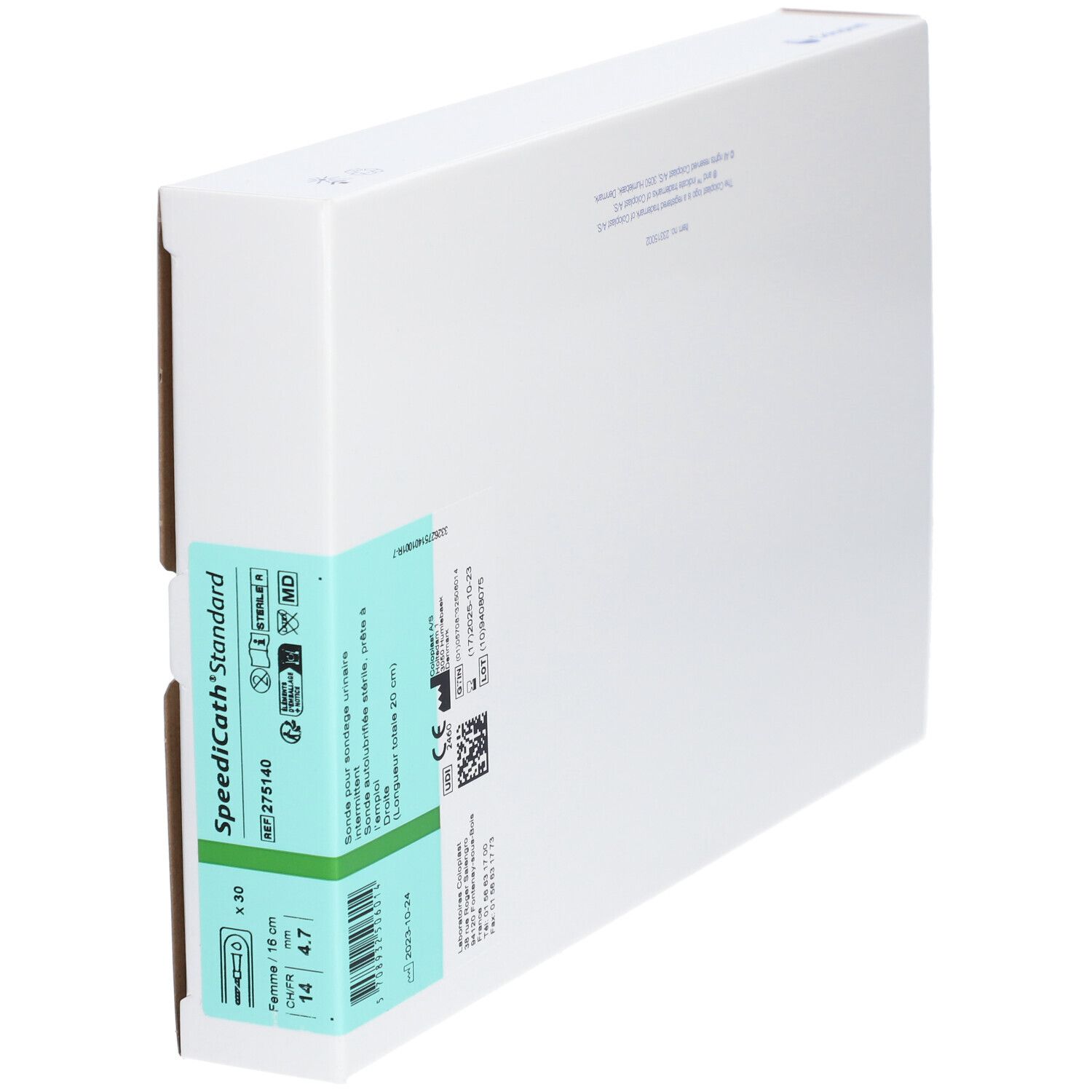 SPEEDICATH - Sonde vésicale autolubrifiée, droite, type nélaton, pour femme. CH 14, godet
