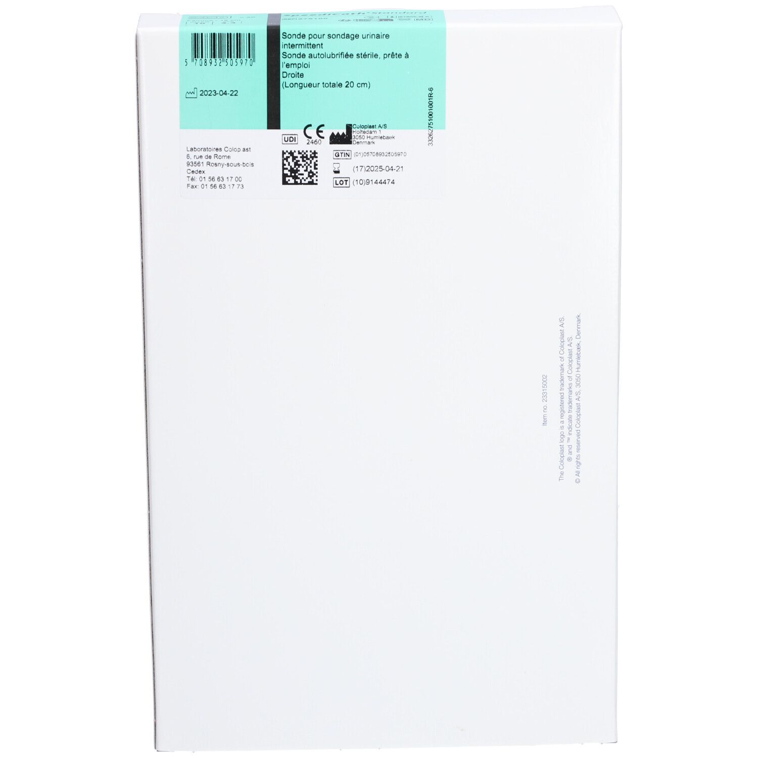 SPEEDICATH - Sonde vésicale autolubrifiée, droite, type nélaton, pour femme. CH 10, godet