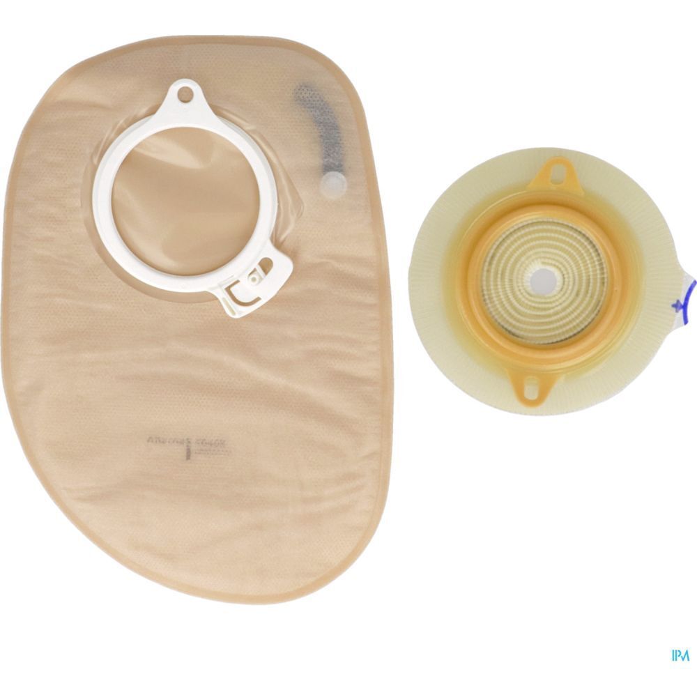 Poche et plaque de base. Beige. Anneau blanc. Deux pièces. Filtre. Support standard.