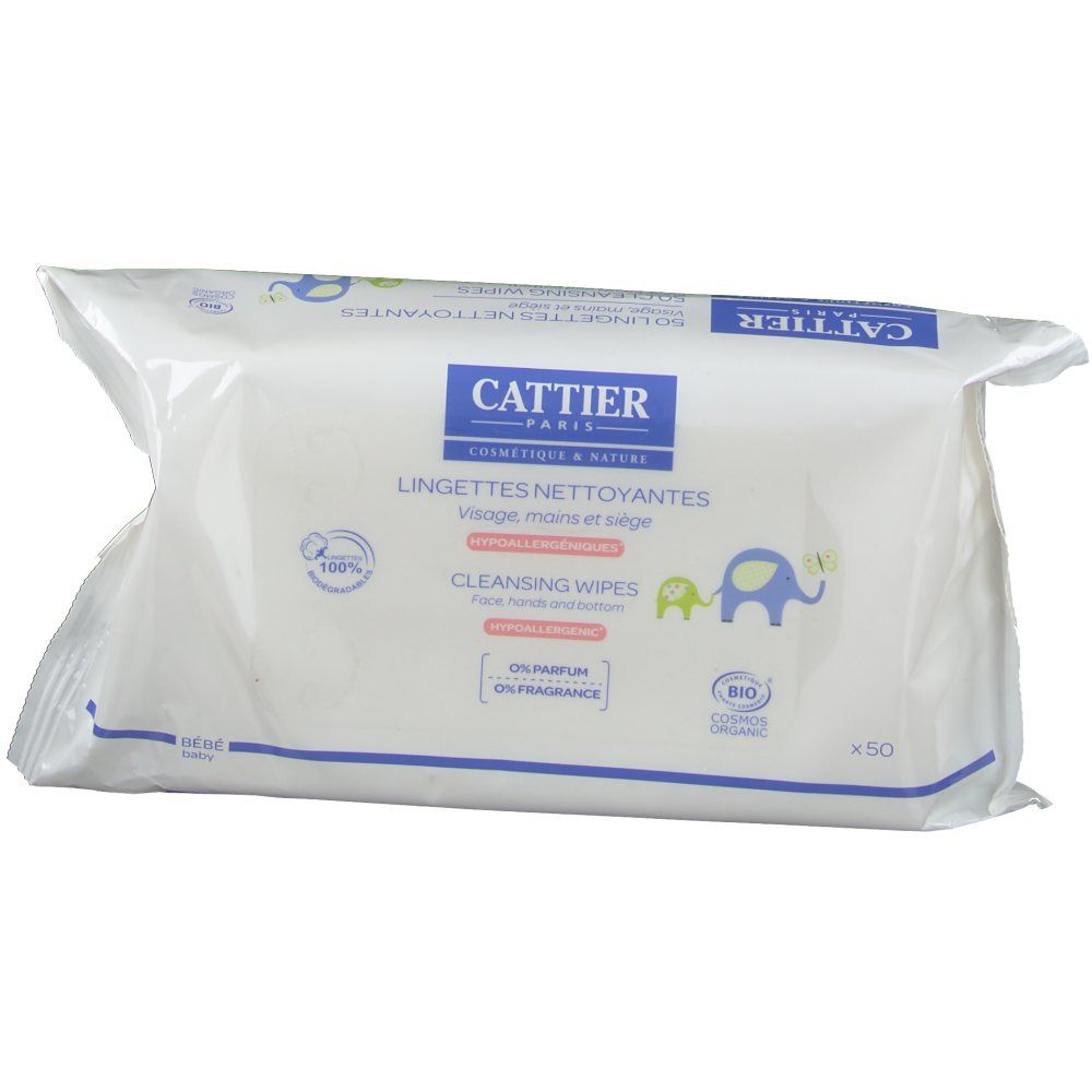 Cattier Lingettes nettoyantes Visage, Mains & Siège