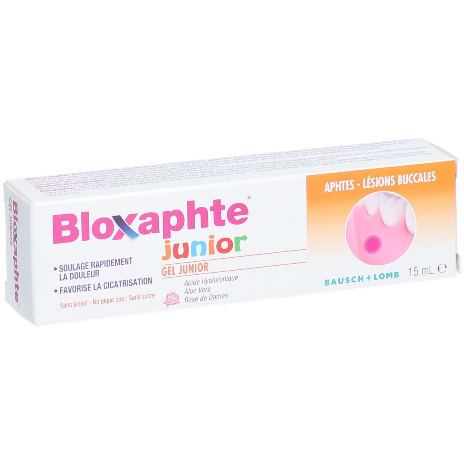 Bloxaphte Gel Junior Soulage Rapidement La Douleur - Favorise La Cicatrisation - Aphtes - Lésions Buccales - 15 mL avec applicateur
