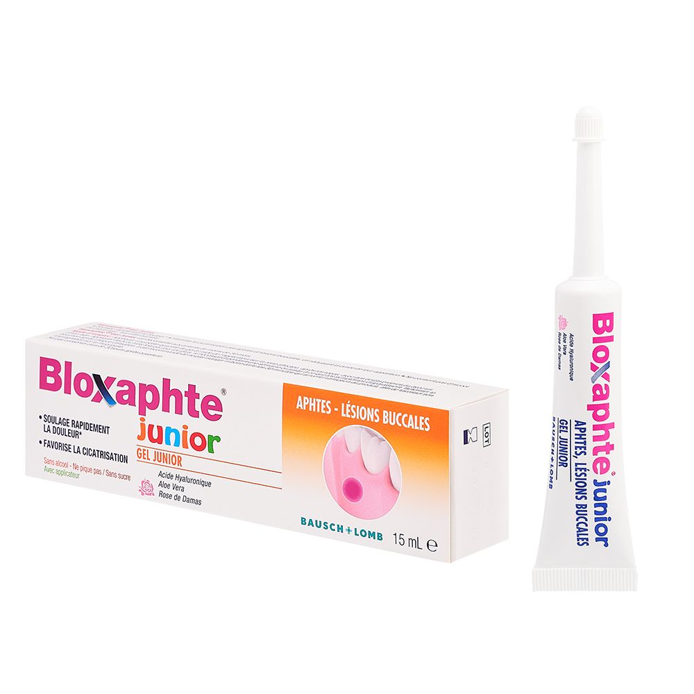Bloxaphte Gel Junior Soulage Rapidement La Douleur - Favorise La Cicatrisation - Aphtes - Lésions Buccales - 15 mL avec applicateur