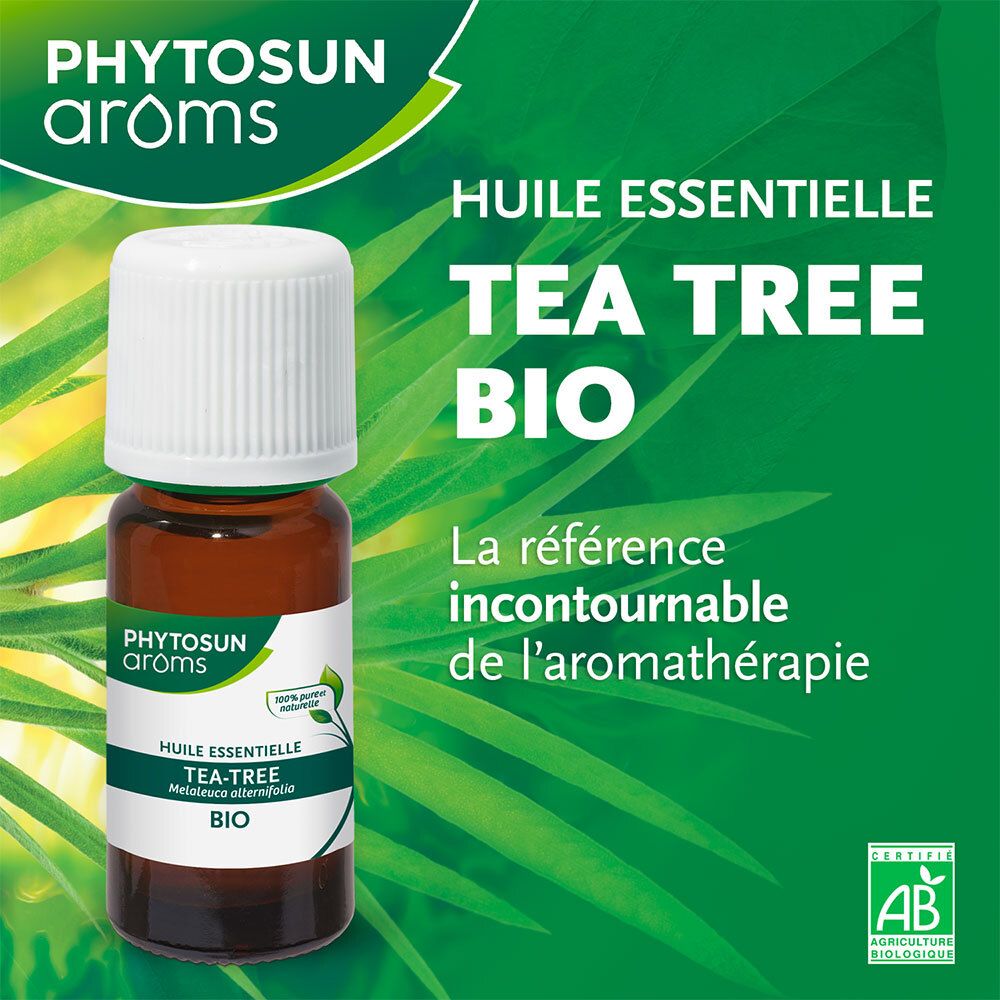 PHYTOSUN AROMS - Huile Essentielle Tea-Tree Bio (Arbre à Thé) - HEBBD - 100 % Pure & Naturelle - 100 % Bio