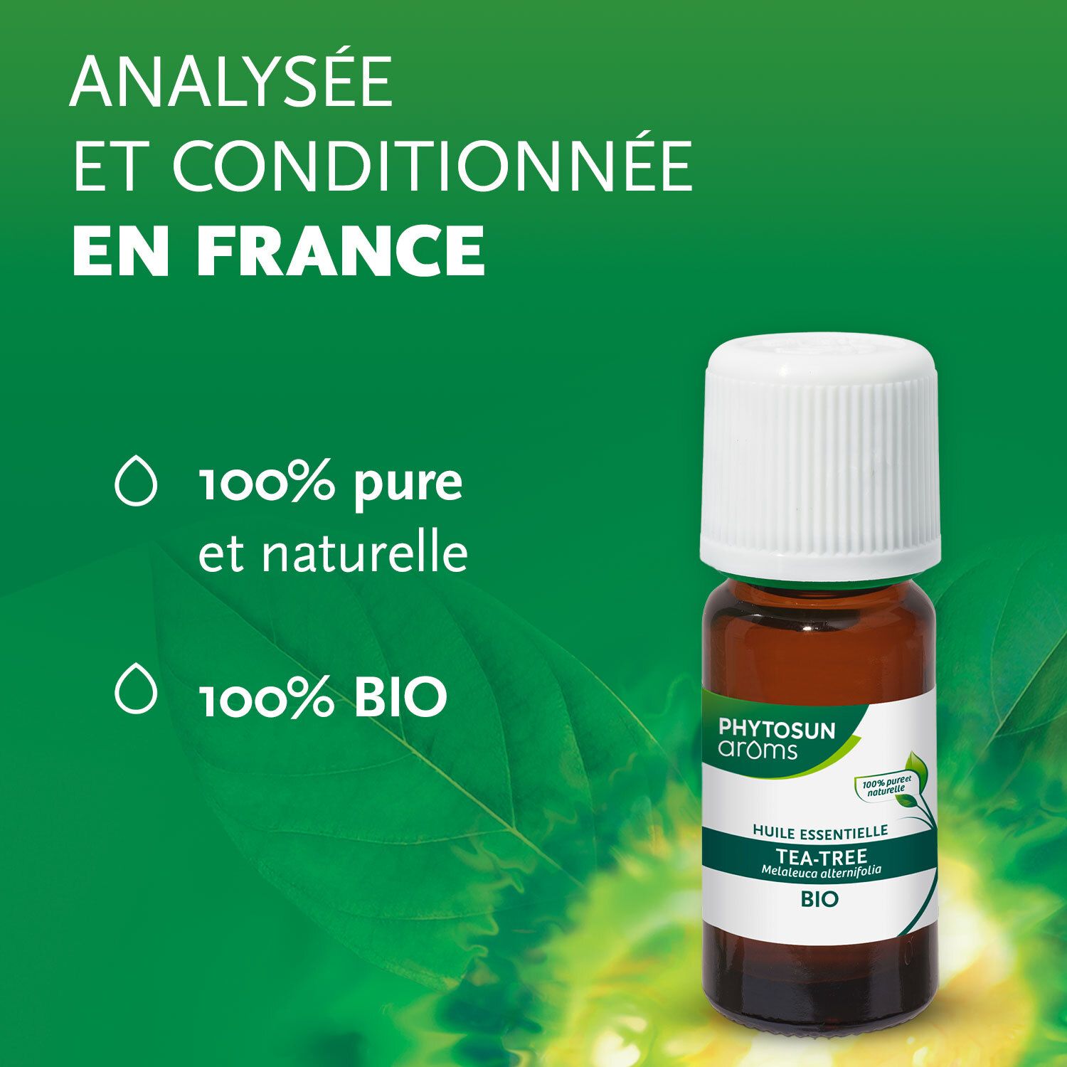 PHYTOSUN AROMS - Huile Essentielle Tea-Tree Bio (Arbre à Thé) - HEBBD - 100 % Pure & Naturelle - 100 % Bio