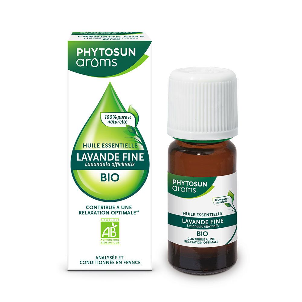 PHYTOSUN AROMS - Huile Essentielle Lavande Fine Bio - HEBBD - 100 % Pure & Naturelle - Contribue à La Relaxation - 100% Bio