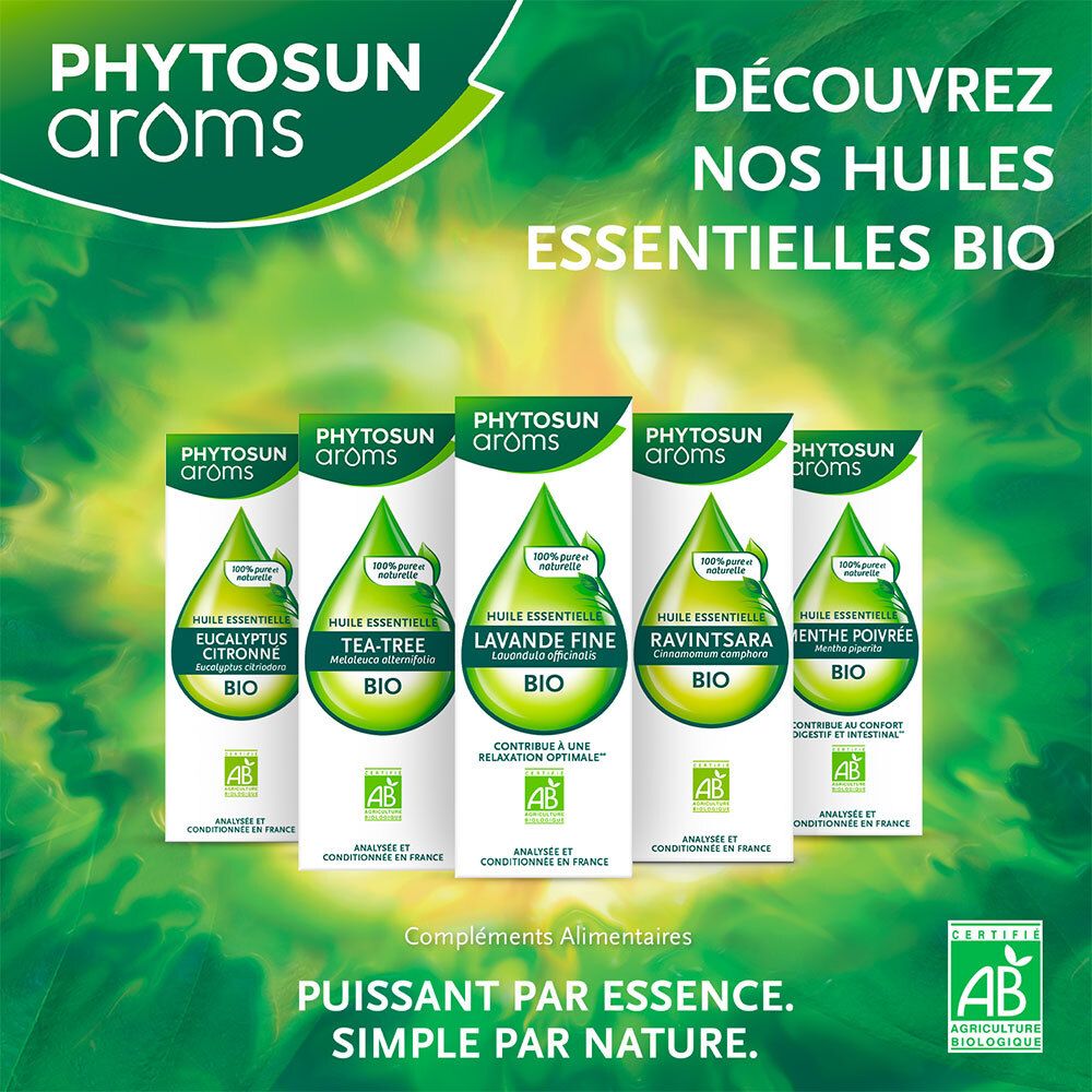 PHYTOSUN AROMS - Huile Essentielle Lavande Fine Bio - HEBBD - 100 % Pure & Naturelle - Contribue à La Relaxation - 100% Bio