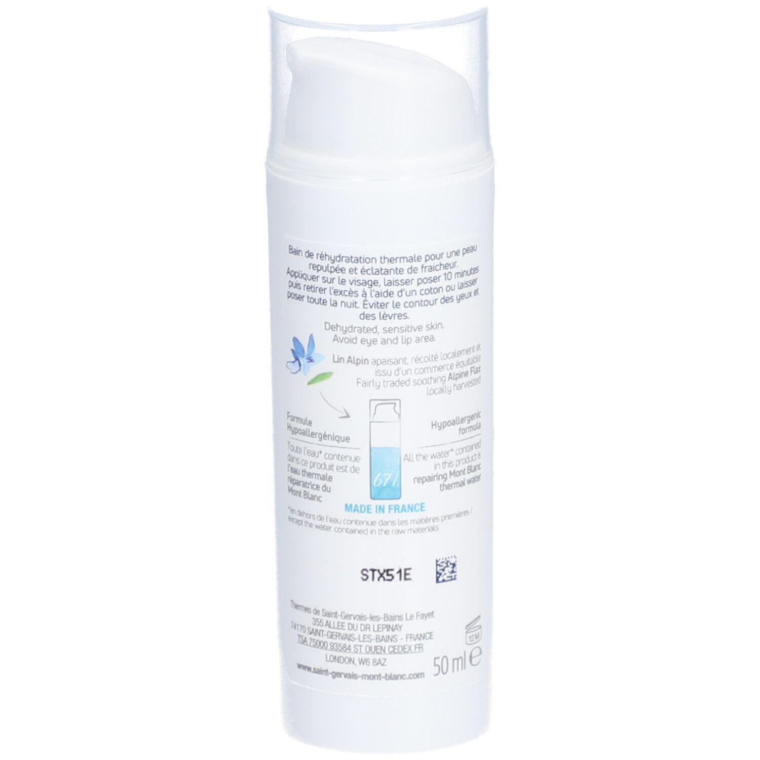 Saint-Gervais MONT BLANC Masque réhydratant apaisant 50 ml