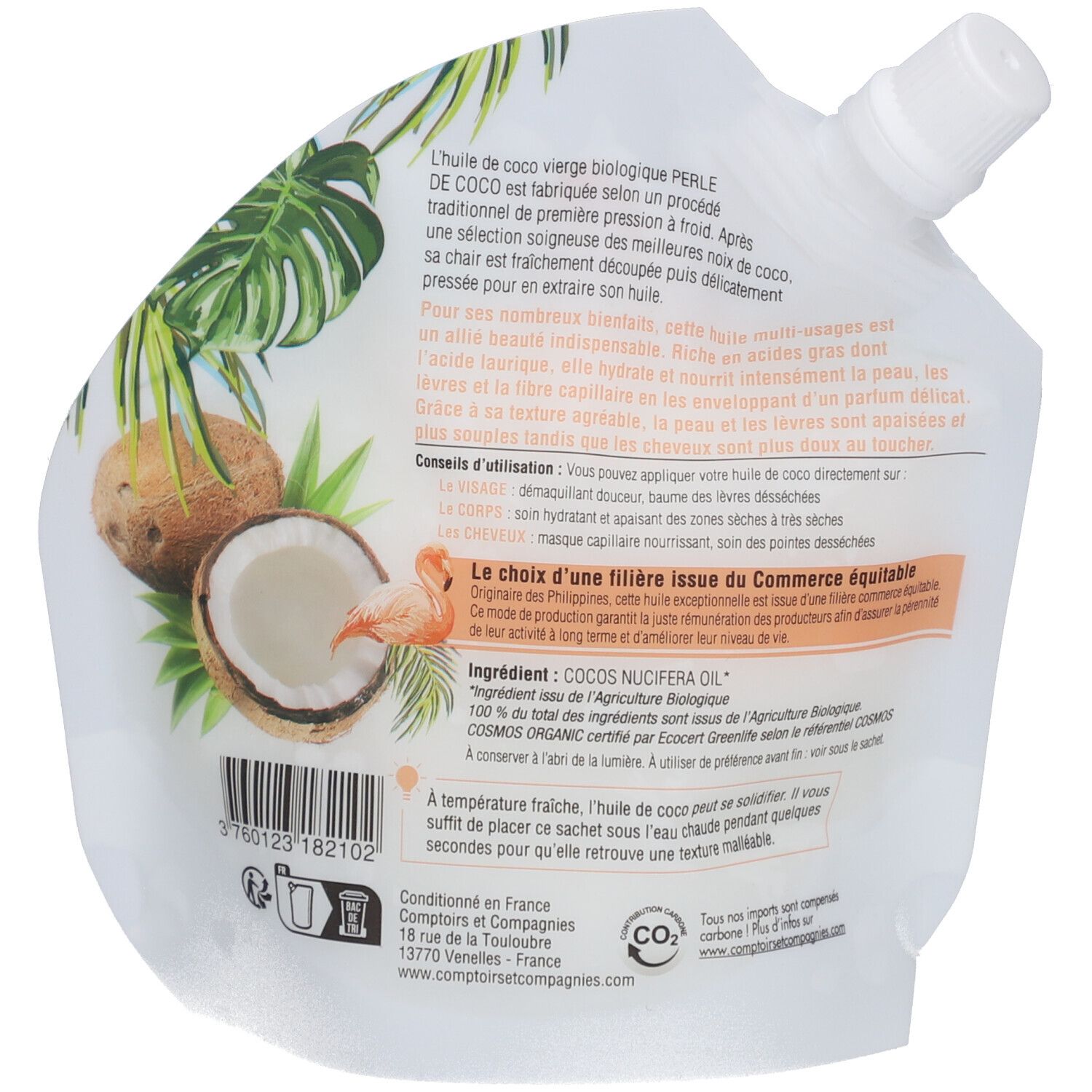 Comptoirs et Compagnies Huile de Coco Vierge Bio - Doypack de 250 ml