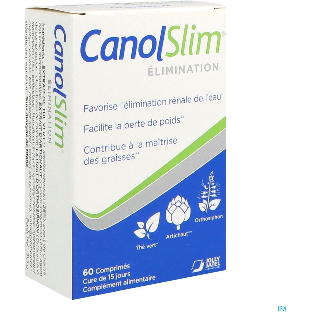 CanolSlim Elimination , Comprimé, complément alimentaire à base de 3 extraits de plantes,