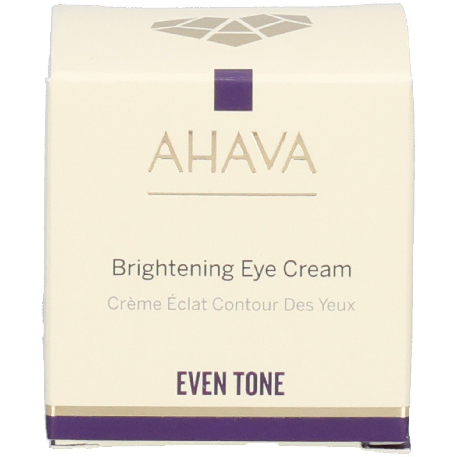 Boîte avec inscription: AHAVA Brightening Eye Cream, Even Tone.
