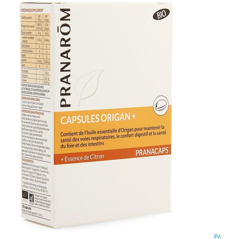 Pranarôm Pranacaps Origan + Essence de Citron BIO