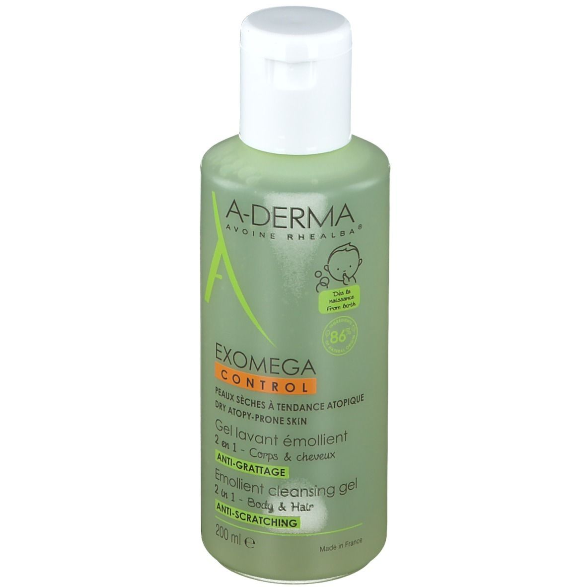 A-DERMA EXOMEGA CONTROL Gel lavant émollient corps et cheveux, 2 en 1
