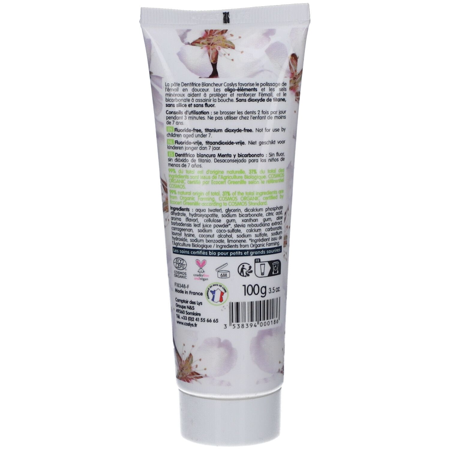 Coslys Dentifrice Blancheur Menthe & Bicarbonate – Protège et Renforce