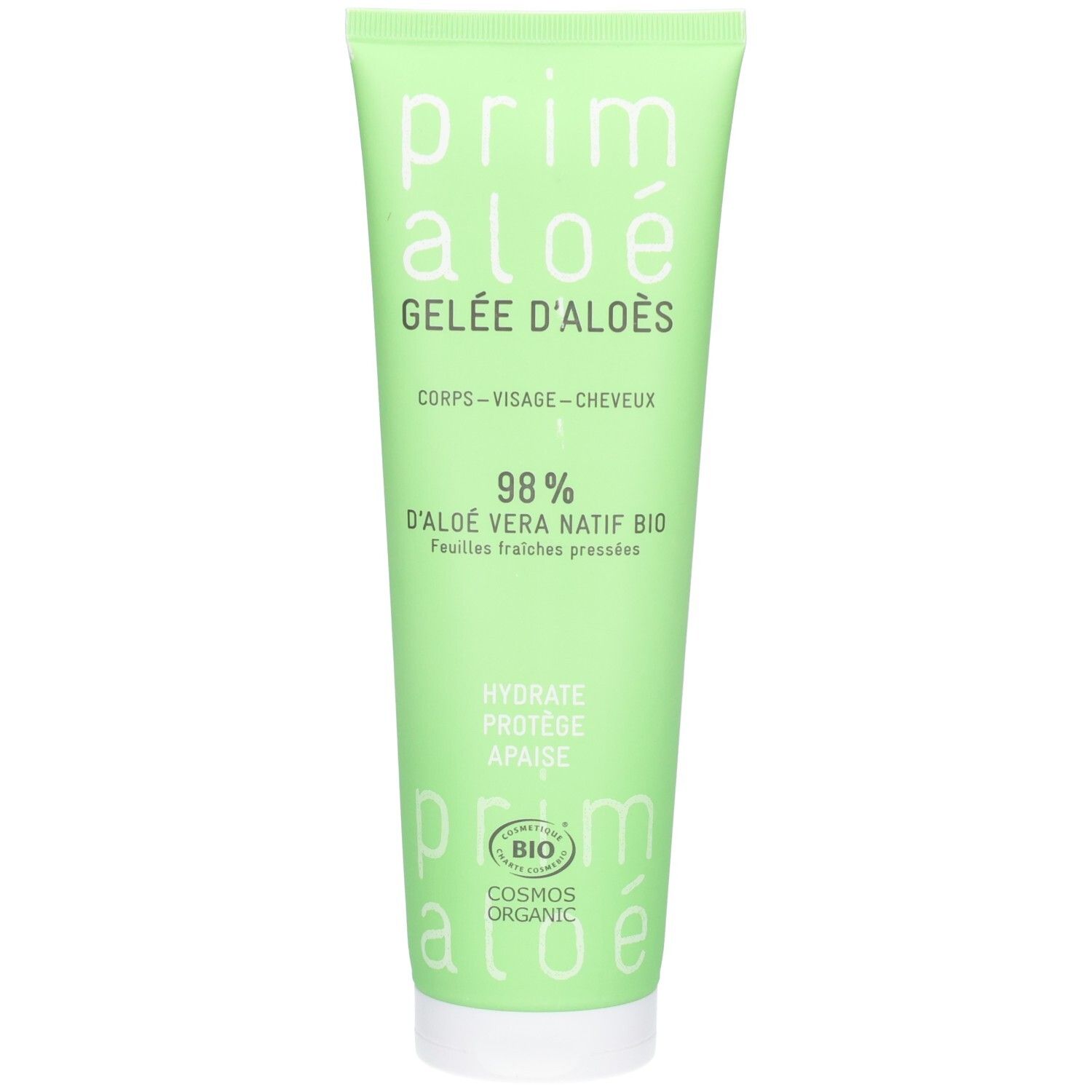 Tube Prim Aloé Gelée d'Aloès : 98% Gelée d'Aloès Natif Bio, Corps-Visage-Cheveux.