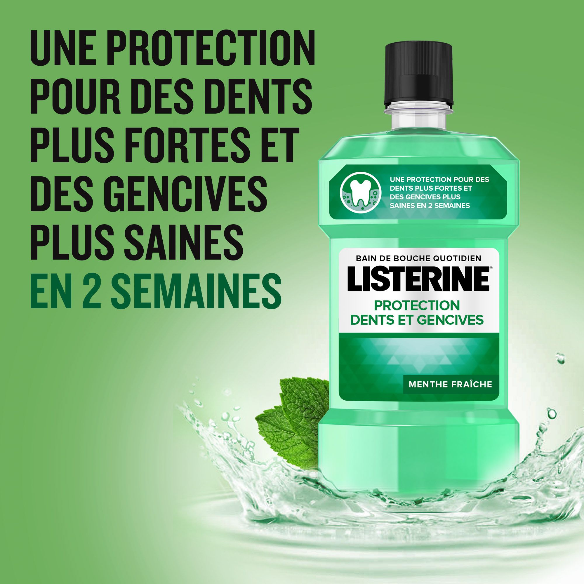 LISTERINE® Bain de Bouche Protection des Dents et des Gencives Menthe fraîche
