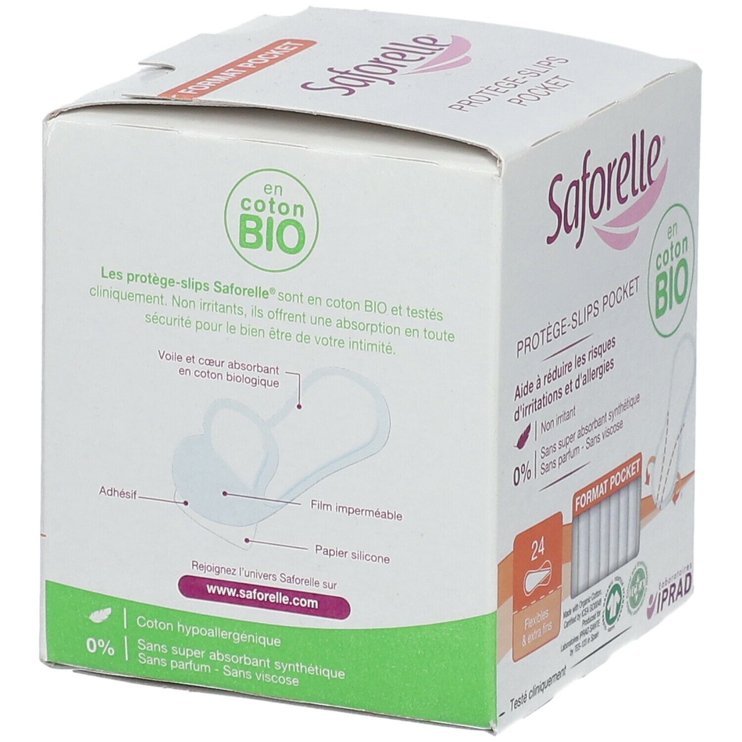 Saforelle® Serviette Hygiénique Coton BIO 24 pc(s) - Redcare Pharmacie