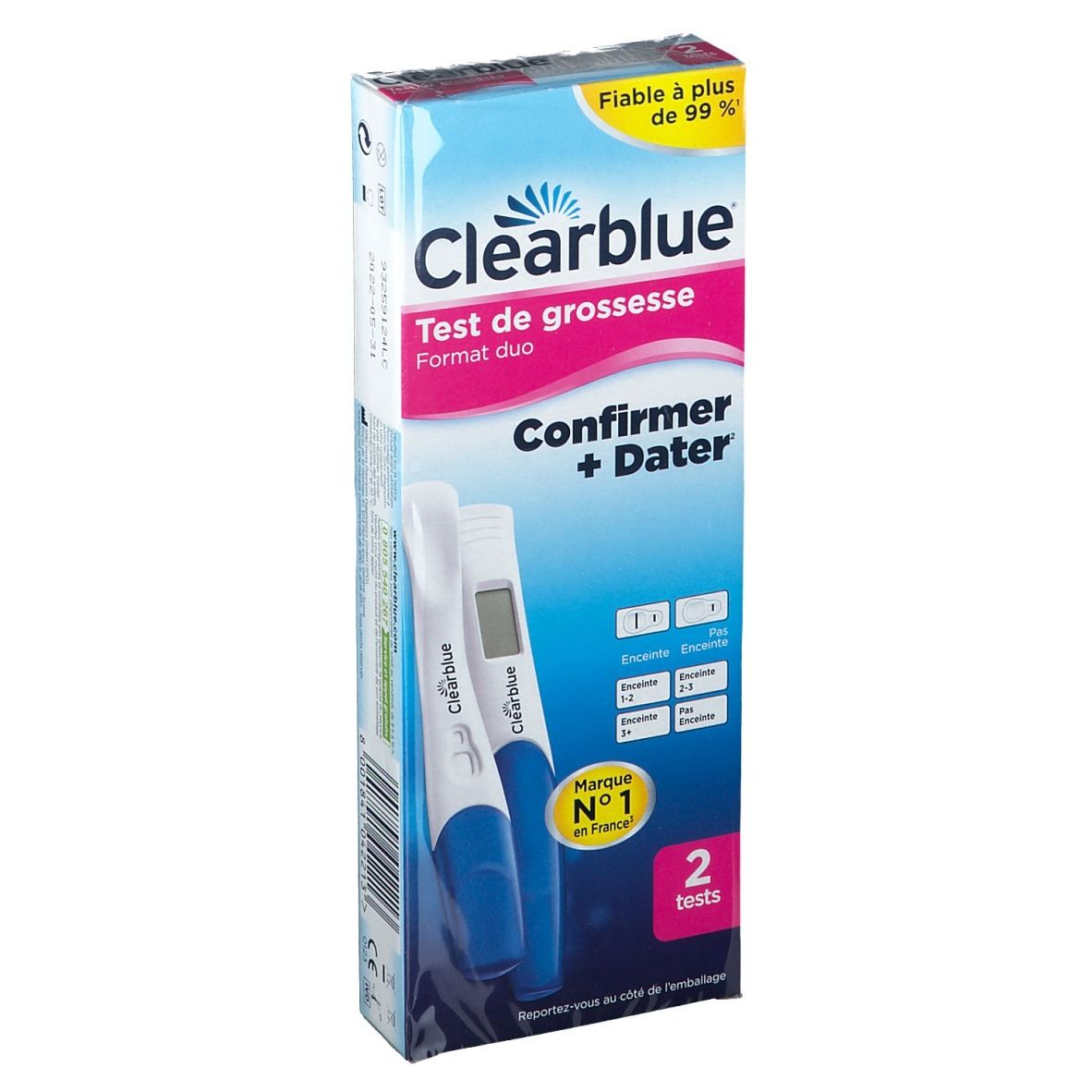 Clearblue™ Confirmer + Dater 2 Test de grossesse format duo