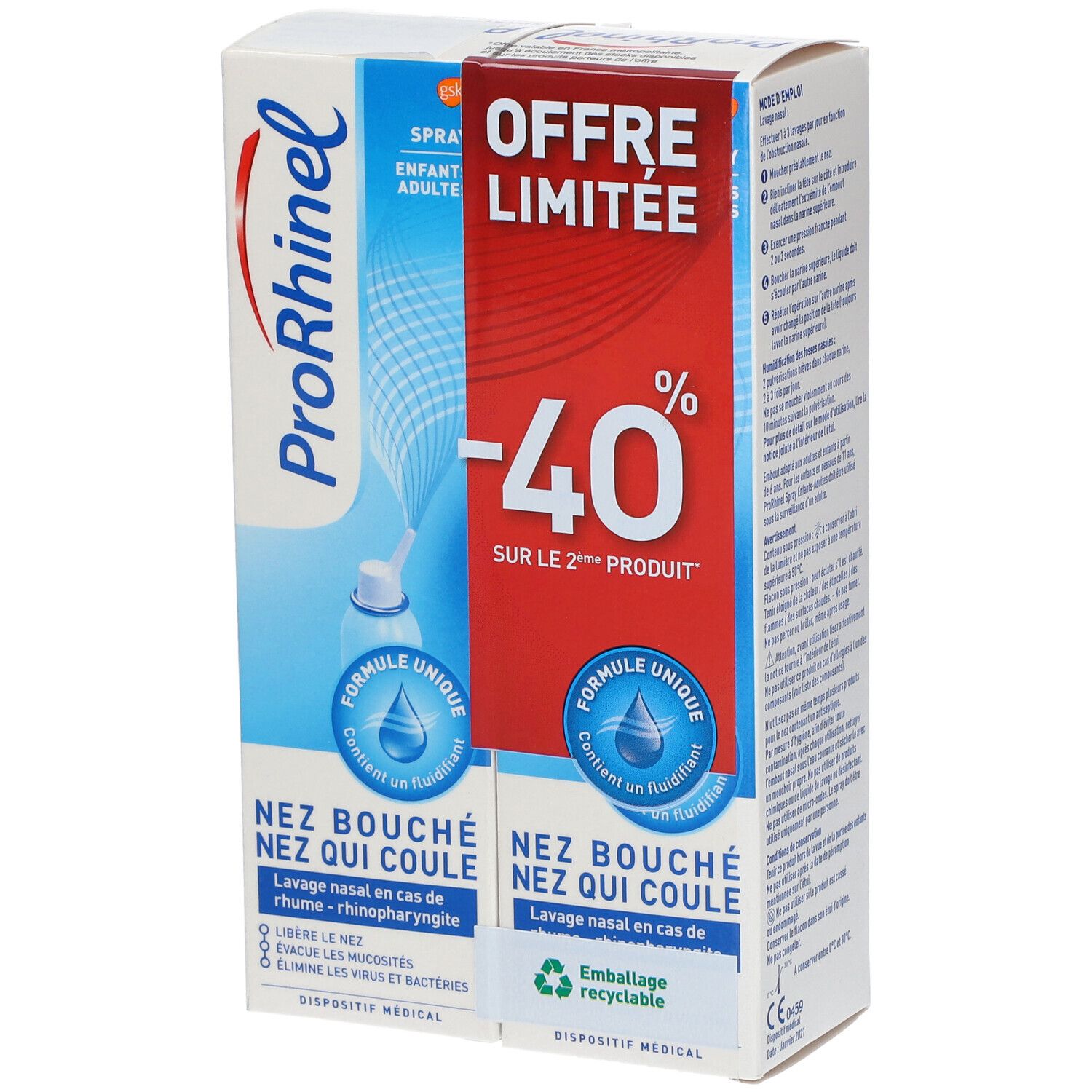 Pharmacie Voltaire Nation - Parapharmacie Prorhinel Spray Nasal  Enfant-adulte 2*100ml - Paris