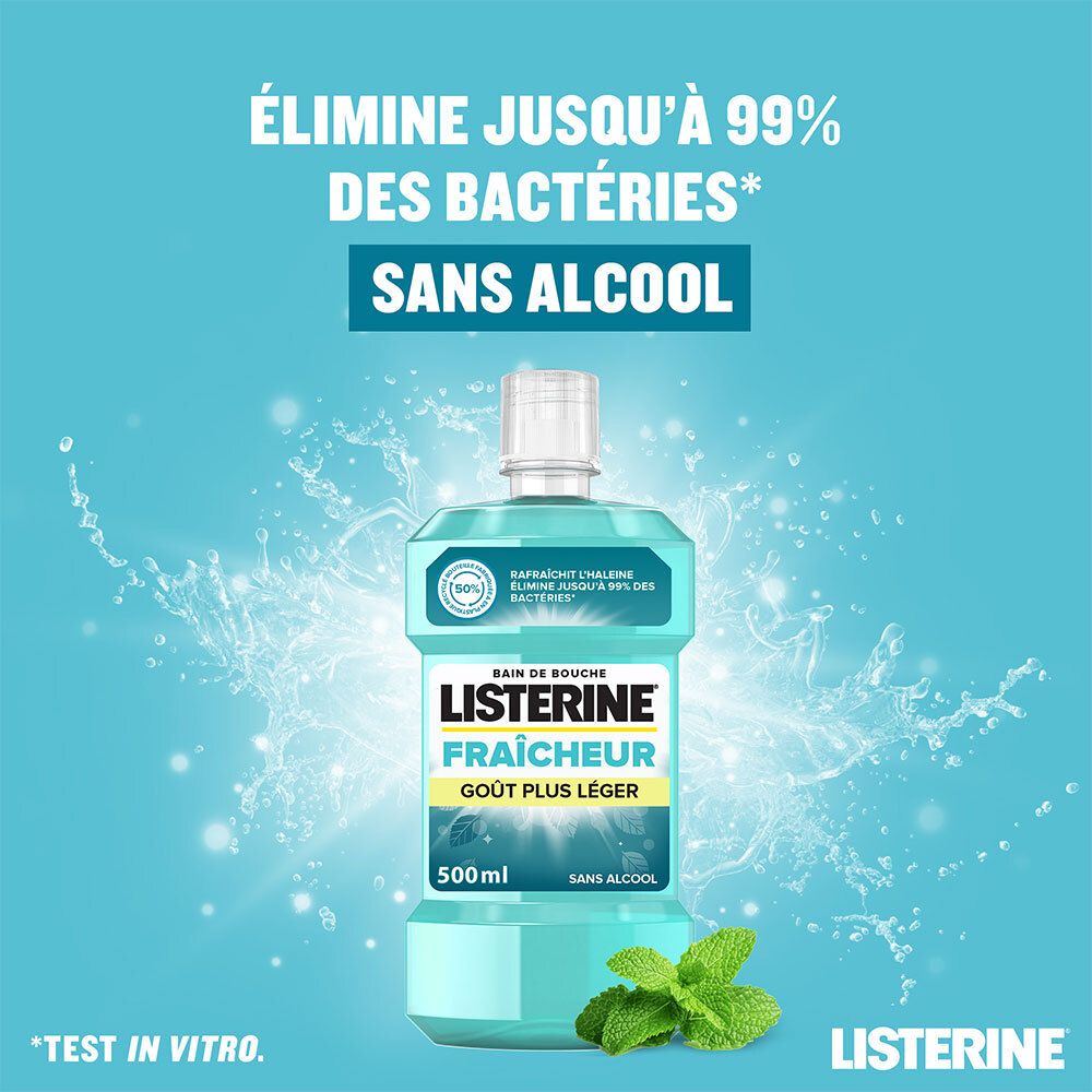 LISTERINE® Bain de Bouche Fraîcheur Goût Plus Léger sans alcool