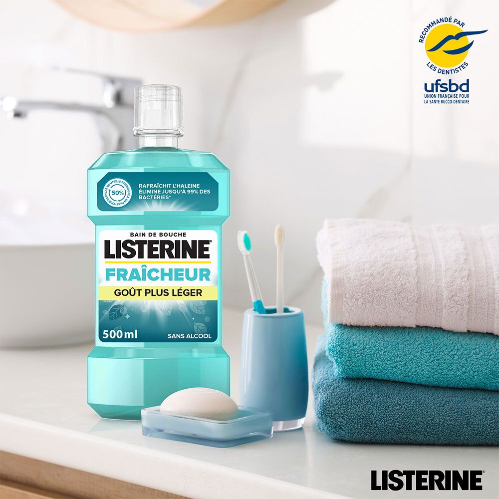 LISTERINE® Bain de Bouche Fraîcheur Goût Plus Léger sans alcool