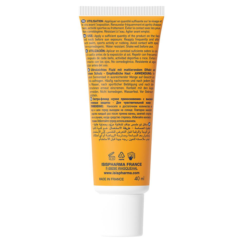 Dos du tube avec texte multilingue. Contient des informations sur l'utilisation et les ingrédients.