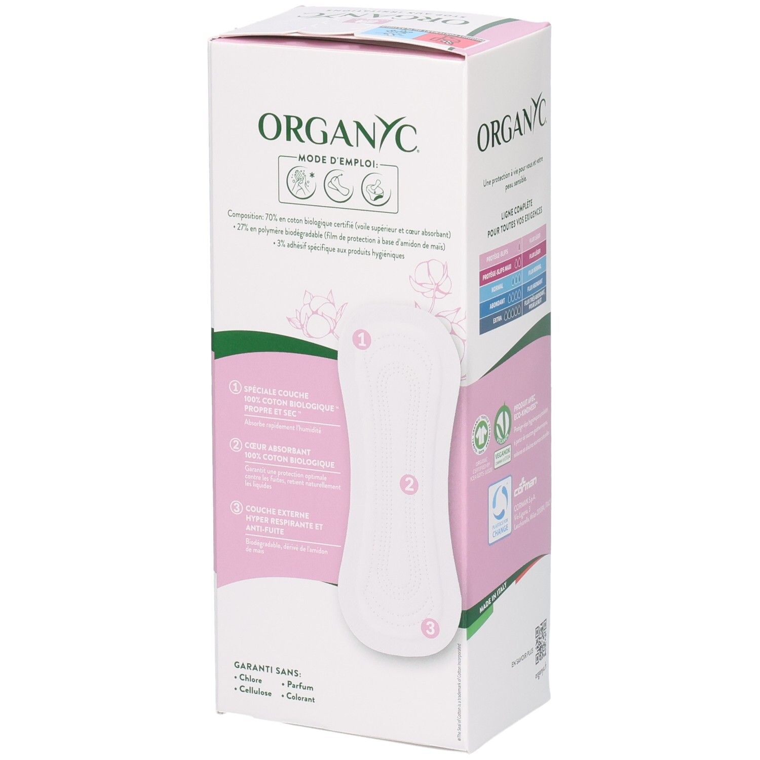 Organyc Protège-Slips, 24 pièces, 100% coton bio. Instructions d'utilisation.