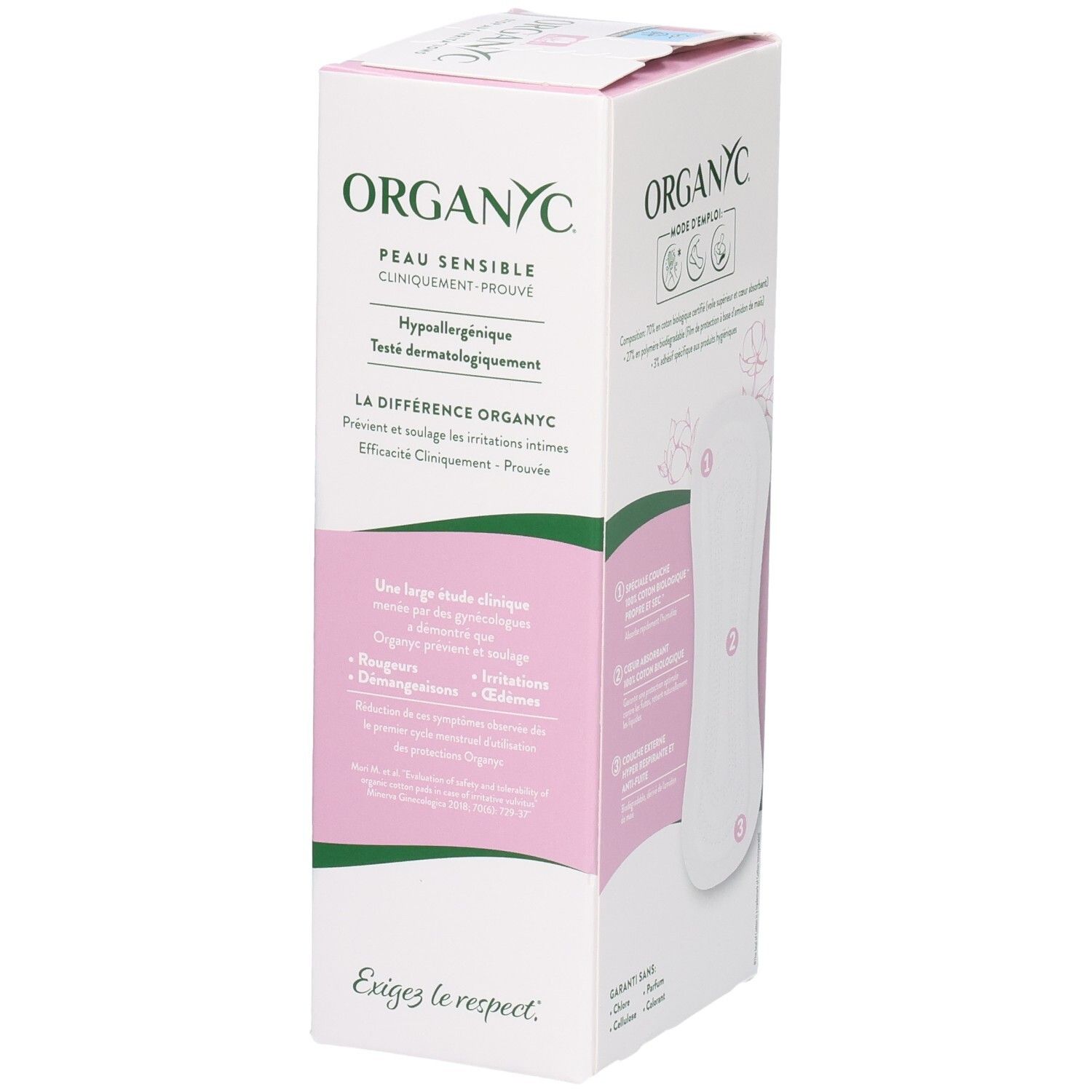 Organyc Protège-Slips, 24 pièces, 100% coton bio. Pour peaux sensibles.