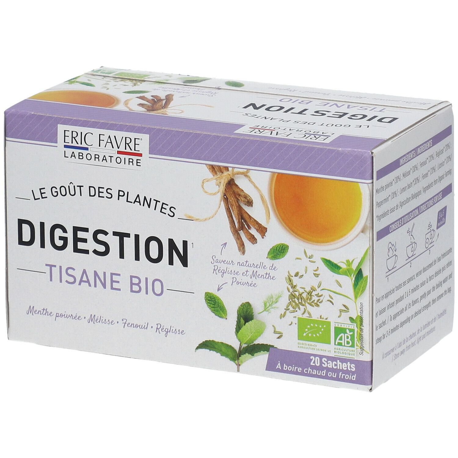 Tisane Bio - Digestion après-repas - réglisse, menthe poivrée