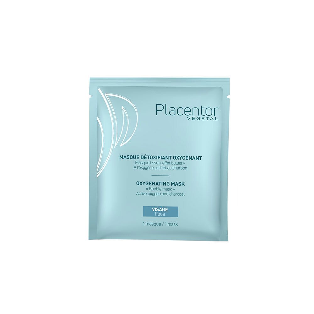 Placentor Végétal Masque visage, bleu, avec texte.