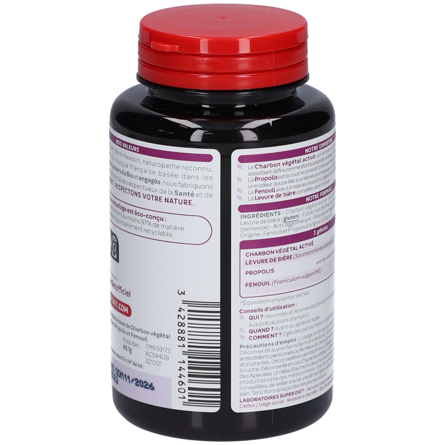 Superdiet Quatuor Ballonnements - Charbon, Fenouil, Propolis, Levure