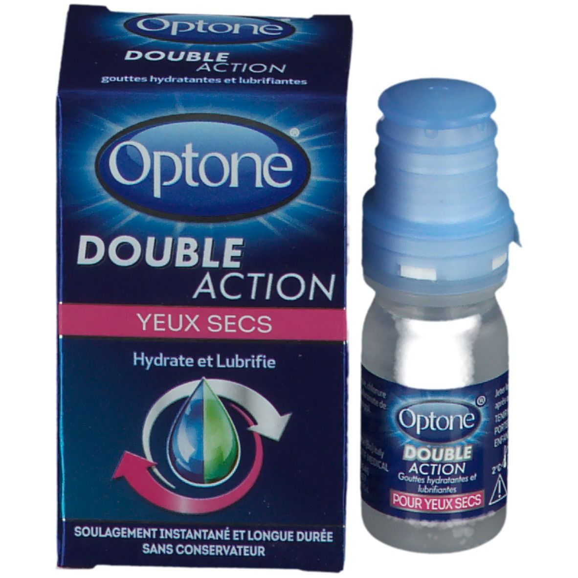 Optone® Double Action gouttes hydratantes et lubrifiantes