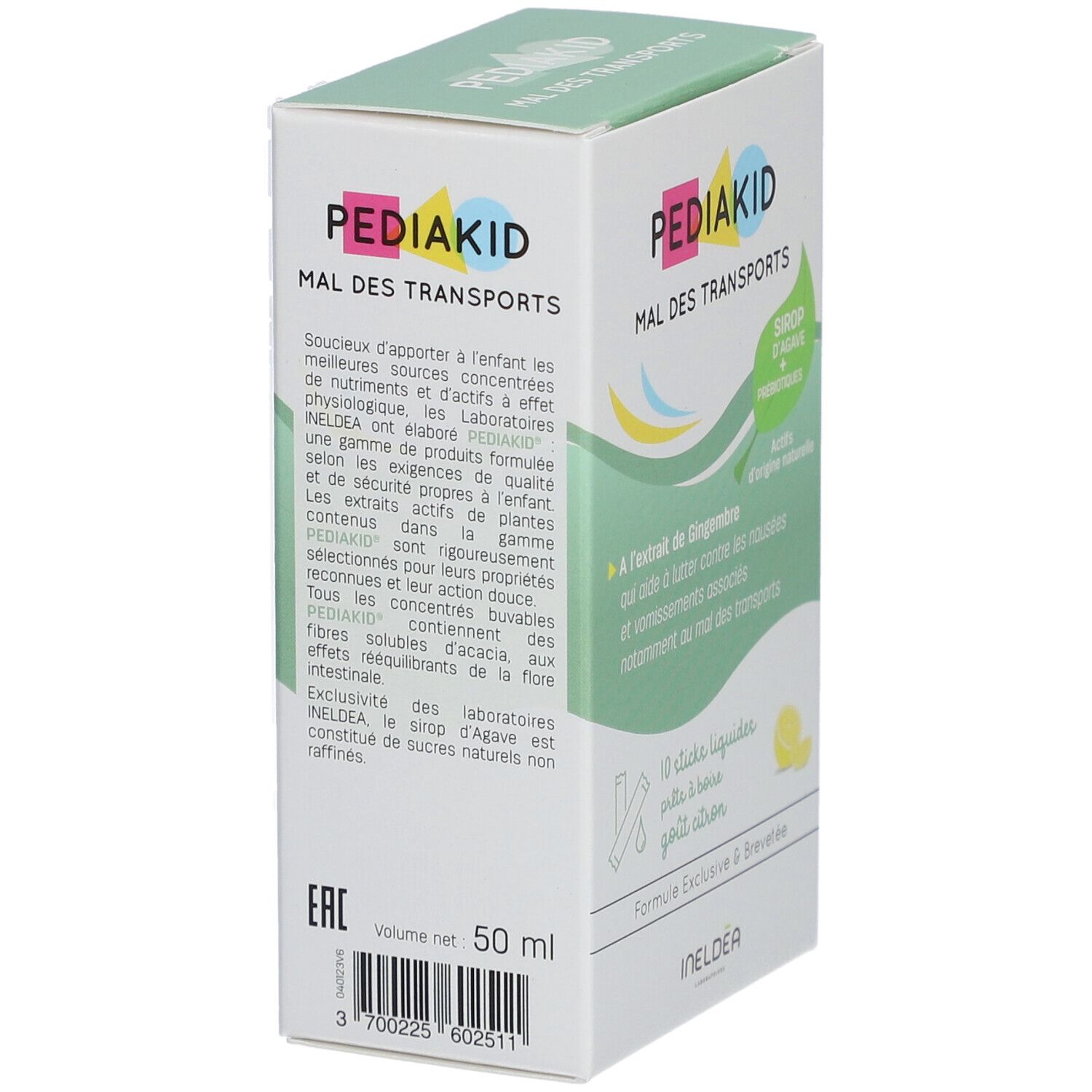 Boîte blanche Pediakid Mal des Transports. Ingrédients et informations. Marque Pediakid.
