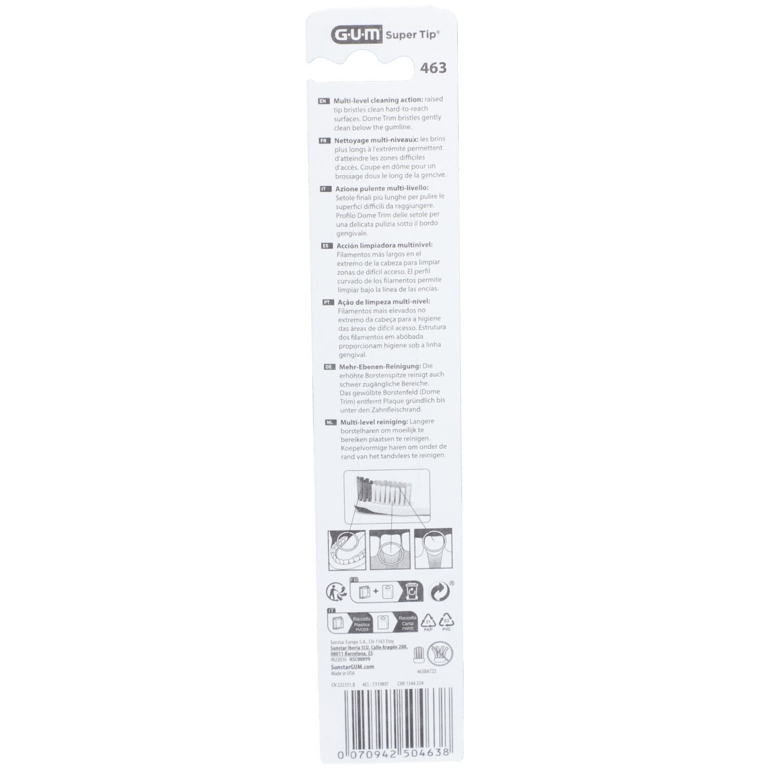 GUM® SuperTip® Compact Brosse à dents Medium 463