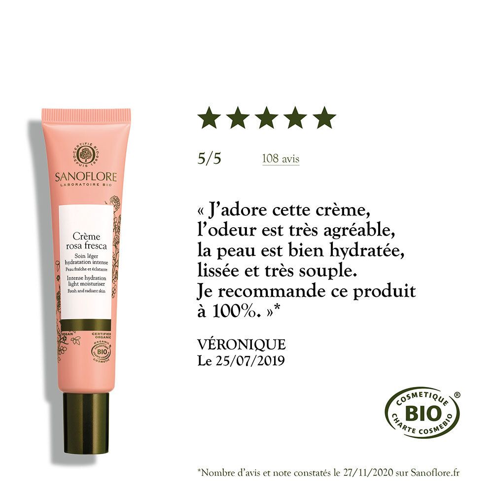 SANOFLORE Rosa fresca Crème hydratante légère certifiée bio 40ml